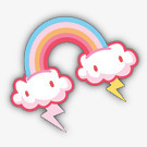 云朵彩虹闪电卡通装饰素材