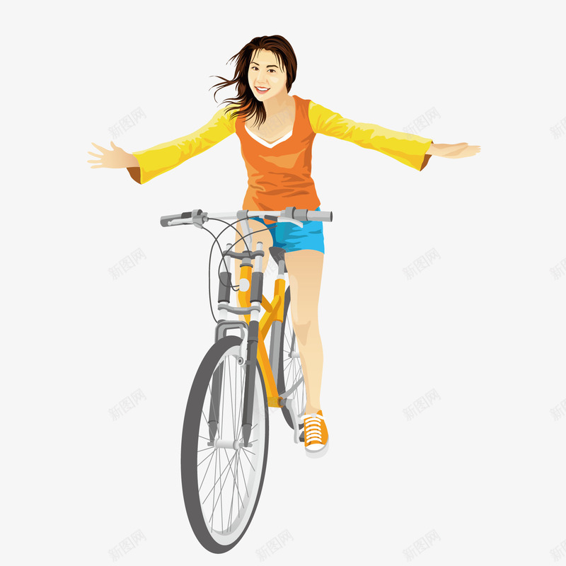 骑自行车撒手的美女png免抠素材_新图网 https://ixintu.com 撒手 美女 自行车 车技