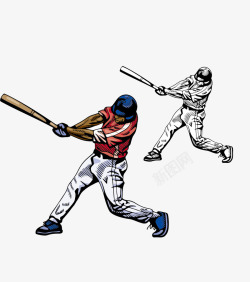 创意手绘田径运动员打棒球的人物高清图片