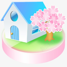 可爱日本樱花透明蓝色房子标志图标png_新图网 https://ixintu.com 可爱 图标 房子 日本樱花 标志 蓝色 透明