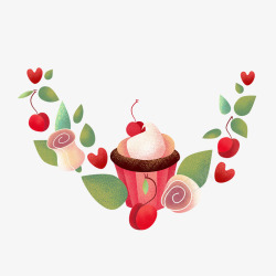 情人节玫瑰与甜点装饰素材