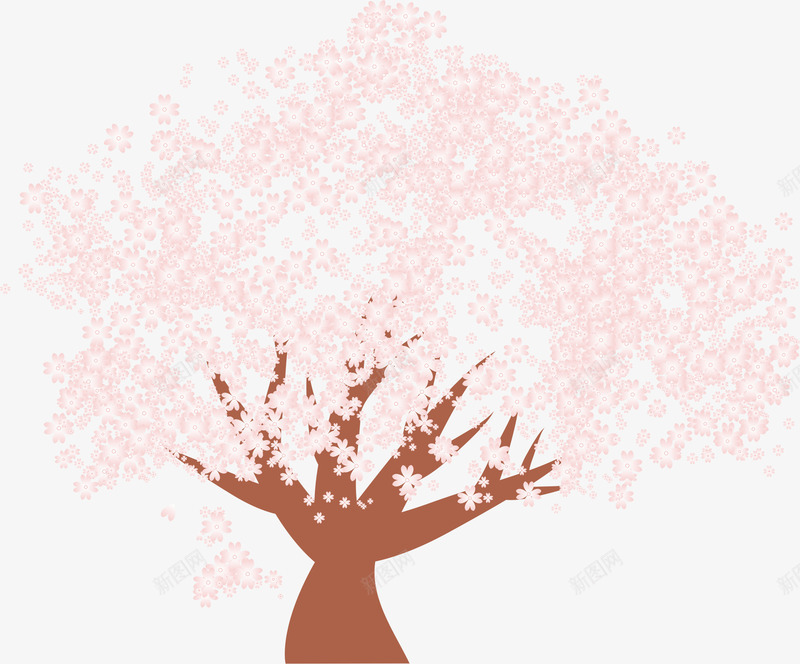 粉色樱花树png免抠素材_新图网 https://ixintu.com 樱花 樱花枝 樱花树 水彩 粉色 自然景观