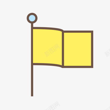 黄色手绘旗帜元素矢量图图标图标