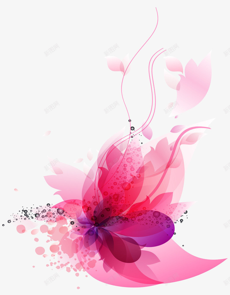 粉色花卉装饰矢量图ai免抠素材_新图网 https://ixintu.com 精美 线条 艺术 花朵 花瓣 矢量图