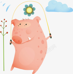小猪花朵粉色小猪矢量图高清图片