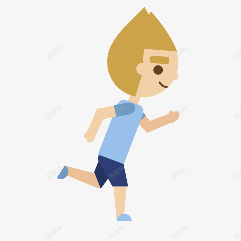 卡通扁平化跑步的人物矢量图ai免抠素材_新图网 https://ixintu.com 人物设计 儿童节 创意 大步跑 矢量图 跑步 运动 锻炼
