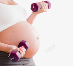 受孕期孕妇孕妈妈哑铃健身高清图片