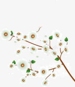 白色樱花树枝手绘精美素材