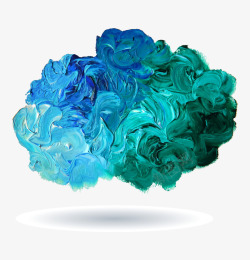 蓝绿色创意创意云朵油漆画矢量图高清图片
