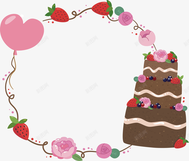 可爱的花朵蛋糕花环矢量图eps免抠素材_新图网 https://ixintu.com 可爱标题框 可爱花环 巧克力蛋糕 矢量png 蛋糕花环 装饰花环 矢量图
