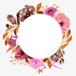 艳丽花卉装饰图案欧式粉色系花环矢量图高清图片