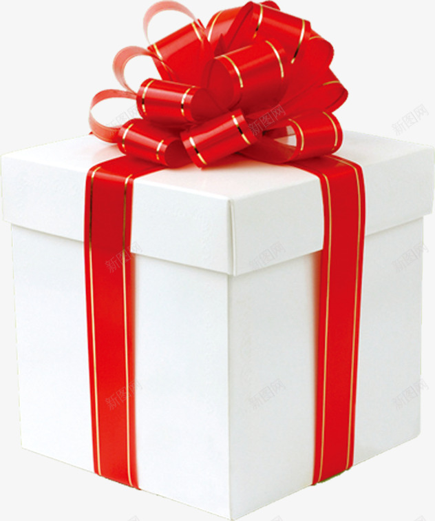 简洁的白色礼盒红丝带png免抠素材_新图网 https://ixintu.com 丝带 白色 礼盒 简洁