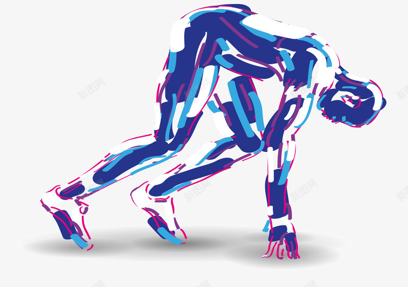 预备起跑的男性人物png免抠素材_新图网 https://ixintu.com 人物线条 体育运动 奔跑 彩色线条 抽象人物