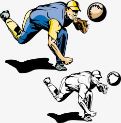 漫画风格棒球运动矢量图素材