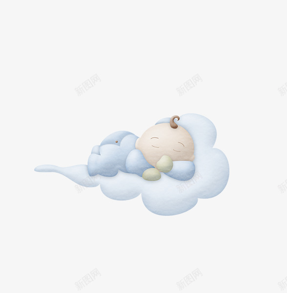 手绘婴儿在白云里睡觉png免抠素材_新图网 https://ixintu.com 免抠PNG 婴儿在白云里睡觉 手绘 水彩