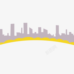 黄色底边建筑轮廓和黄色底边高清图片