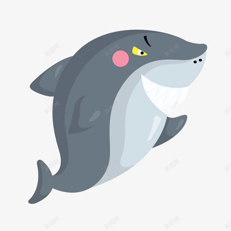 卡通鲨鱼动物矢量图ai免抠素材_新图网 https://ixintu.com 世界海洋日 动物设计 卡通 海洋动物 鲨鱼 矢量图
