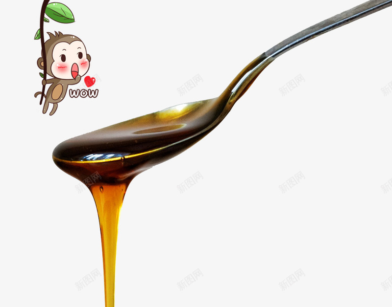 勺子上的蜂蜜png免抠素材_新图网 https://ixintu.com 健康 勺子 卡通猴子 美容 蜂蜜
