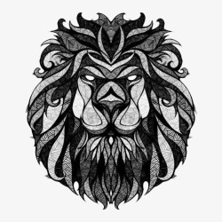 黑白创意狮子头素材
