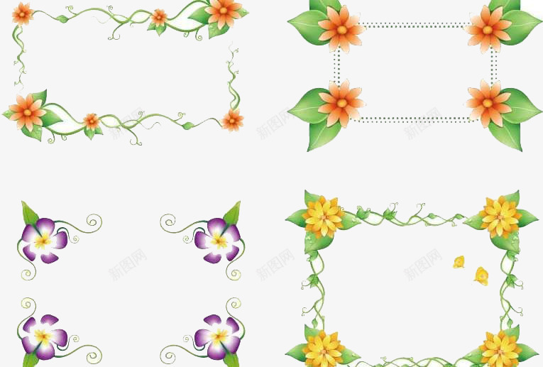 花朵边框png免抠素材_新图网 https://ixintu.com 简单实用 花型漂亮 花环框架 鲜花