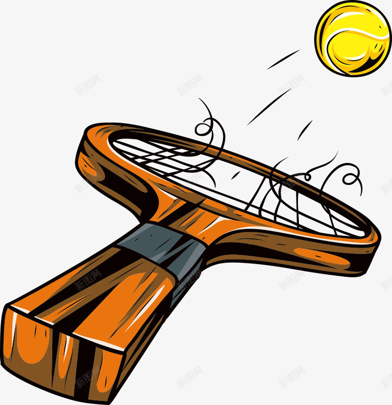 创意网球png免抠素材_新图网 https://ixintu.com 打网球 欧美风格 网球 网球拍 美式卡通 美式风格