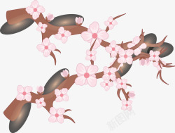 樱花树枝手绘精美素材