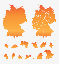 橙色德国地图素材