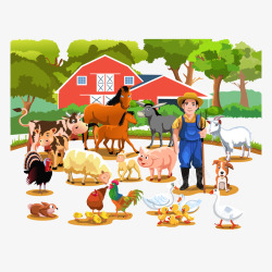动物农庄欧美卡通农场矢量图高清图片