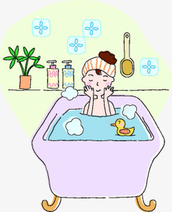 沐浴的卡通女孩素材