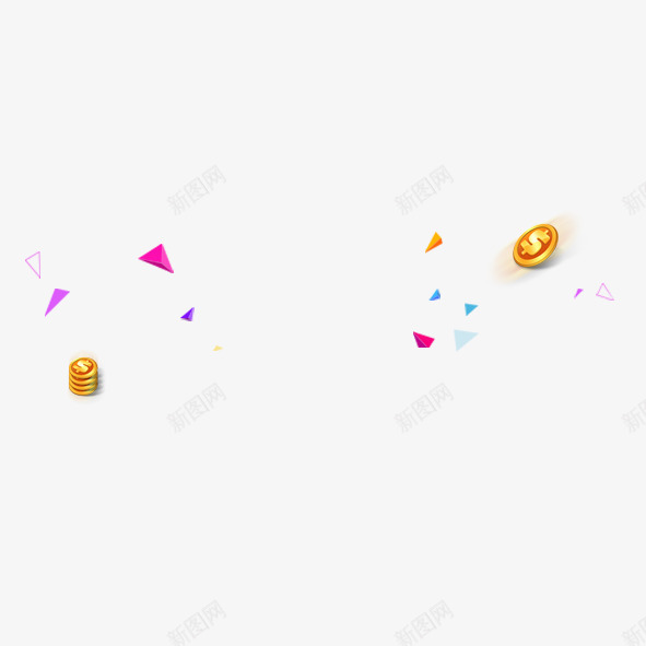 漂浮金币三角png免抠素材_新图网 https://ixintu.com 三角 彩色 漂浮 金币