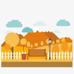 秋季树叶对话框卡通黄色秋天风景图矢量图高清图片