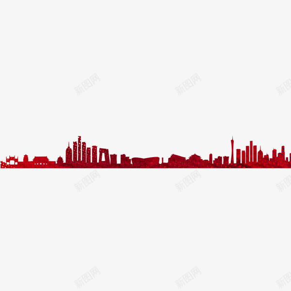 红色城市剪影元素png免抠素材_新图网 https://ixintu.com 剪影 简洁 红色 装饰