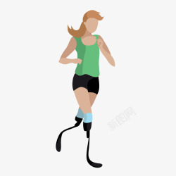 假肢戴着假肢跑步的人物矢量图高清图片