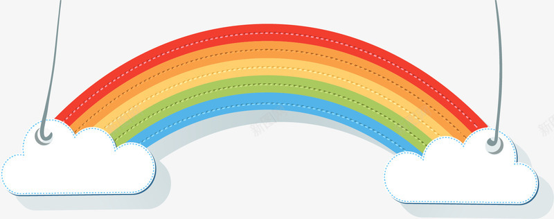 手绘彩虹标贴矢量图ai免抠素材_新图网 https://ixintu.com 云朵 彩虹标贴 手绘 矢量图
