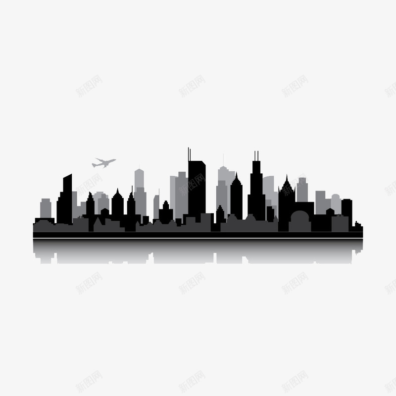 芝加哥城市剪影png免抠素材_新图网 https://ixintu.com 城市剪影 建筑 芝加哥 黑色