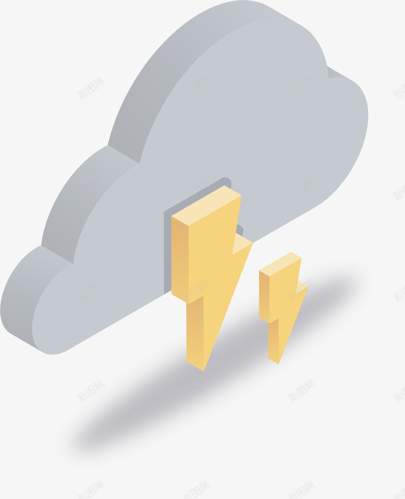卡通版立体的云朵和闪电png免抠素材_新图网 https://ixintu.com 云朵 动漫动画 卡通手绘 晴天霹雳 装饰图 闪电 雷电