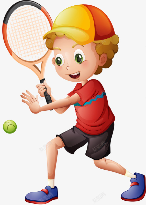 打网球的男孩png免抠素材_新图网 https://ixintu.com 手绘 球拍 男孩 网球 运动
