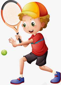 男孩打网球免抠PNG打网球的男孩高清图片