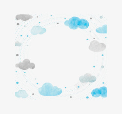 手绘水彩蓝色云朵素材