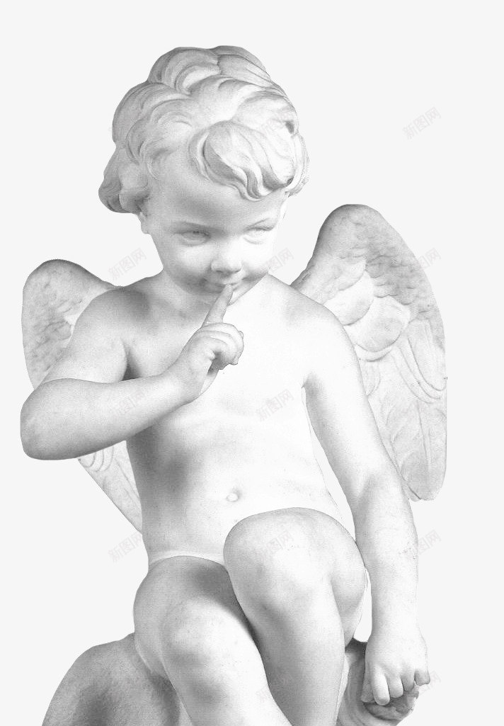 石像png免抠素材_新图网 https://ixintu.com 天使 婴儿 欧美 石像 翅膀 雕像