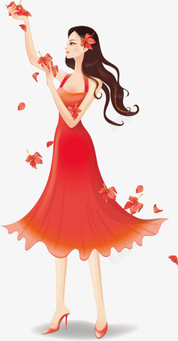 时尚红裙红裙美女高清图片