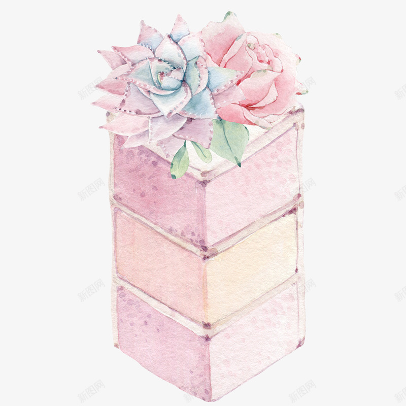 手绘水彩三角蛋糕png免抠素材_新图网 https://ixintu.com 三角蛋糕 手绘蛋糕 水彩蛋糕 甜品 甜点 甜食 食物