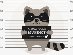 警察线卡通可爱小浣熊罪犯高清图片