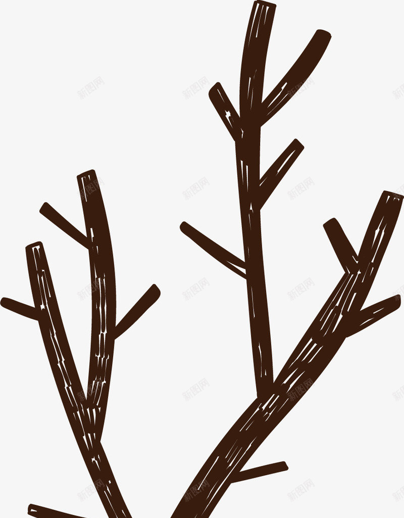 黑色树杈手绘简图png免抠素材_新图网 https://ixintu.com 枝干 树木 树杈 树枝 水墨画 涂鸦 简图 黑色树杈