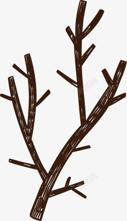 树杈透明PNG黑色树杈手绘简图高清图片