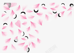浪漫粉红飞舞花瓣矢量图素材