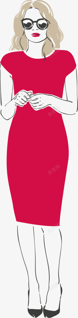 红色裙子美女素材