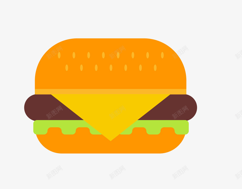 汉堡png免抠素材_新图网 https://ixintu.com 卡通食物 扁平化食物 汉堡 矢量食物 简洁食物 食物
