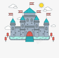 欧美式城堡卡通城堡学校校门高清图片