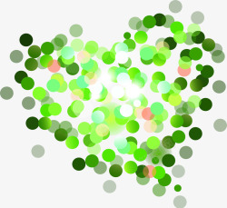实心心形绿色渐变圆点组合成实心心形高清图片